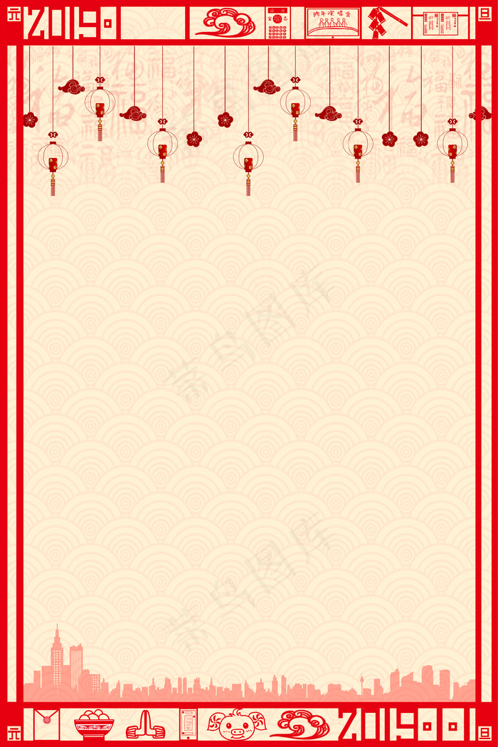 喜庆边框背景创意合成