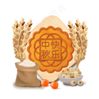 手绘中秋天然食材健康食品月饼商