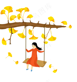 黄色少女落叶