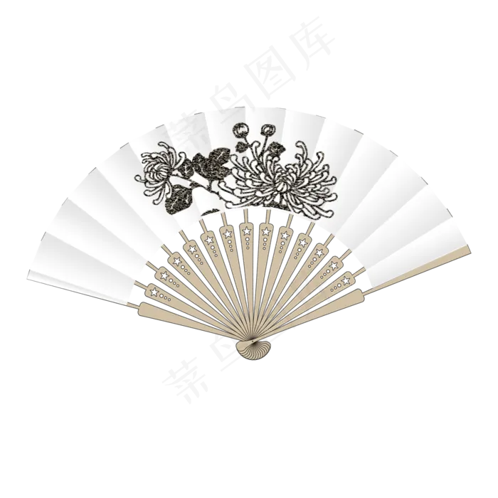 古风水墨菊花扇子(2000X2000(DPI:300))psd模版下载