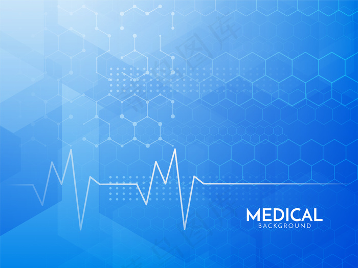 现代蓝色六边形医学概念背景