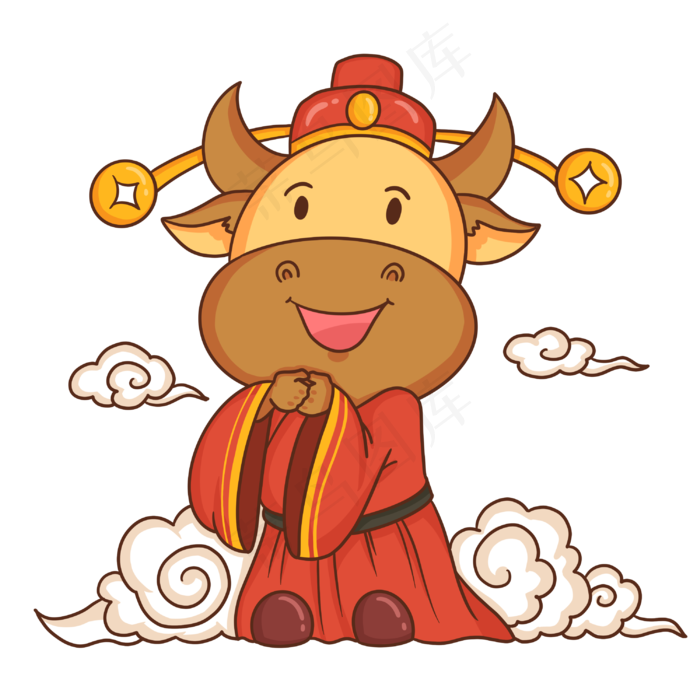 财神牛恭喜发财(3000X3000(DPI:300))psd模版下载