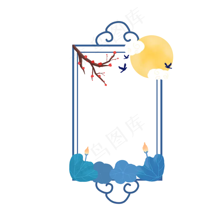 七夕古风边框(3000X3000(DPI:300))psd模版下载
