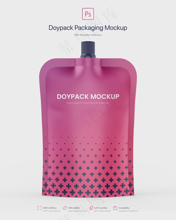 Doypack包装顶部喷口模型样机psd模版下载