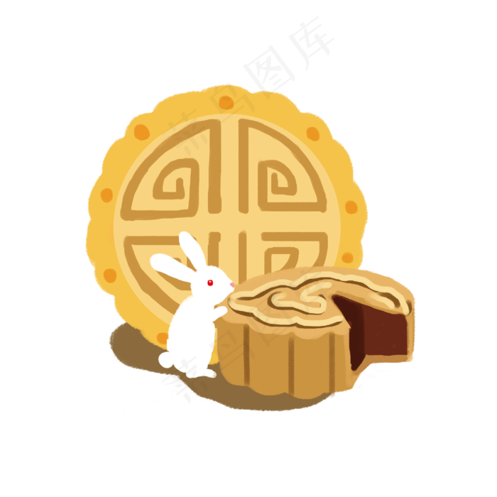 中秋节吃月饼玉兔