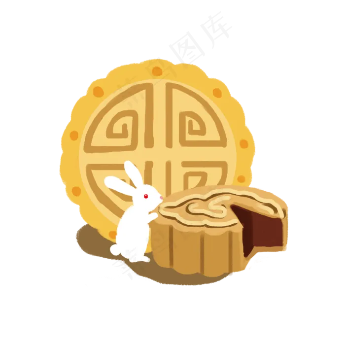 中秋节吃月饼玉兔(3000X3000(DPI:300))psd模版下载
