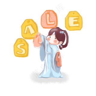 七夕情人节织女sale电商风格插图