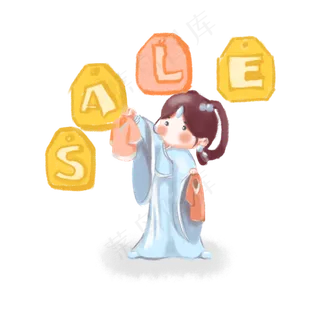 七夕情人节织女sale电商风格插图