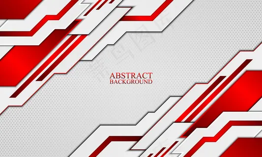 带有白色和红色霓虹灯条纹矢量图的抽象技术背景