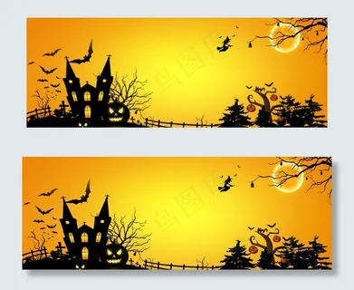 万圣节橙色卡通简约banner 万圣节橙色卡通简约banner