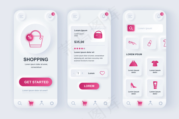 网上购物现代设计ui手机appeps,ai矢量模版下载