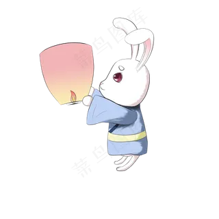 中秋节月兔放灯可商用元素