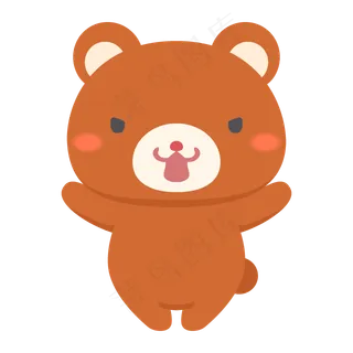 可爱熊动物来势汹汹矢量卡通动漫插画