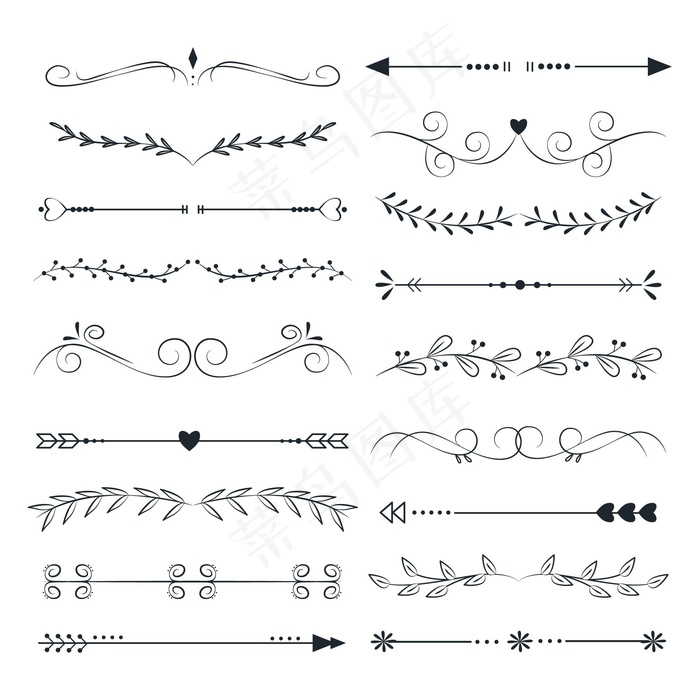 手绘装饰分隔器系列eps,ai矢量模版下载