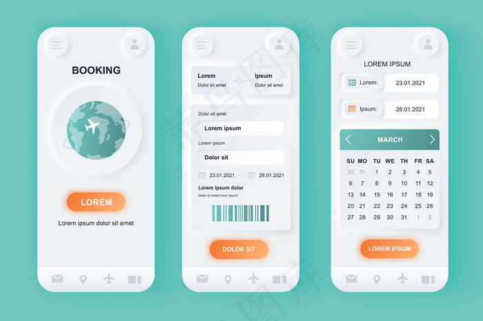 航班预订现代设计ui手机应用