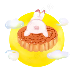 抱着月饼的可爱兔子