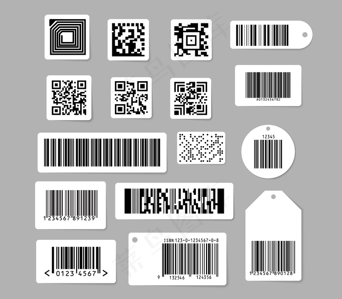 条形码和二维码s集eps,ai矢量模版下载