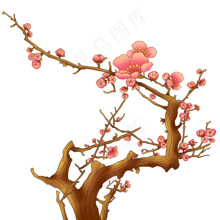国潮梅花花卉(3000X3000(DPI:300))psd模版下载