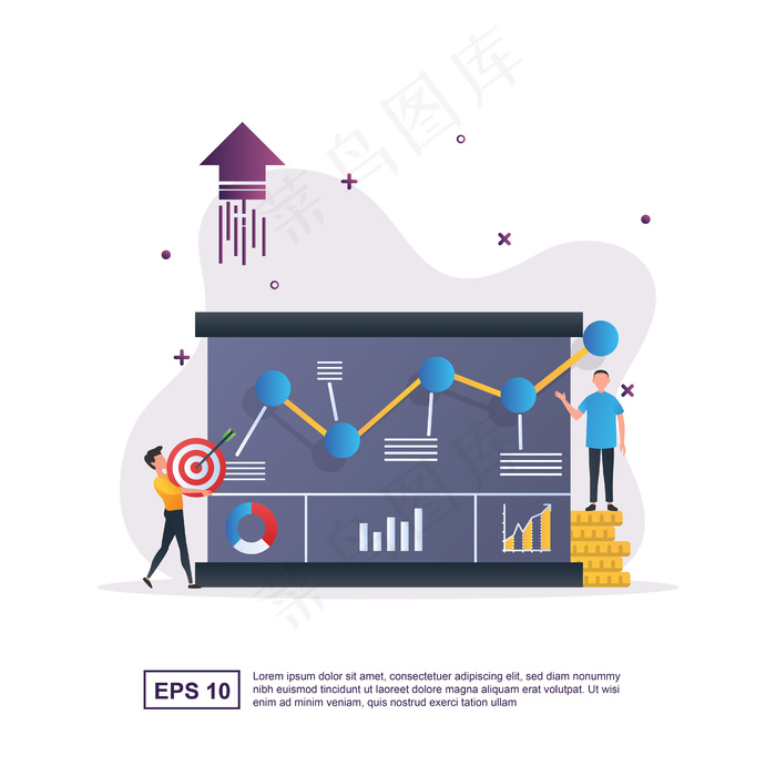 用不断增长的图表说明业务增长的概念。eps,ai矢量模版下载