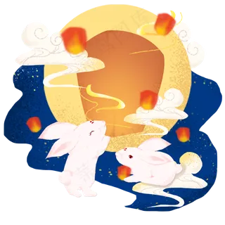 中秋兔子放天灯 中秋兔子放天灯