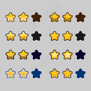 一套完整的水平按钮游戏弹出窗口，图标，窗口和元素