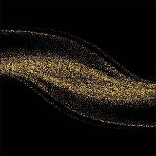 抽象背景与金色闪光时尚波浪在黑色背景