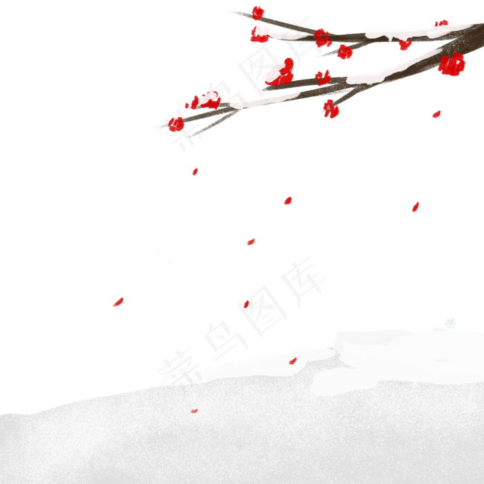 立冬梅花雪景(3000X3000(DPI:300))psd模版下载