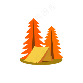 手绘秋树商用素材