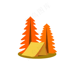 手绘秋树商用素材