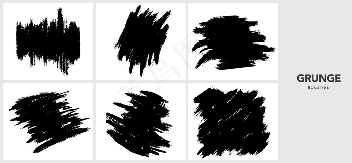 黑色粗画笔笔划模板