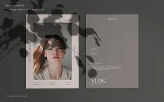 两本小册子和植物阴影的优雅模型样机