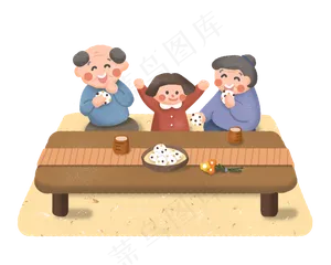 重阳节与爷爷奶奶在一起吃重阳糕