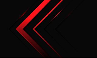 抽象红色箭头霓虹灯方向在黑色金属背景插图上。