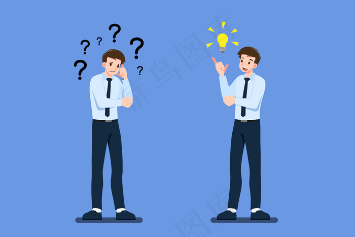 体贴的商人用不同的方式展示他们的想法。eps,ai矢量模版下载