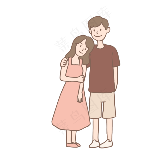 情侣相会求婚七夕情人节手绘免抠(2000X2000(DPI:300))psd模版下载