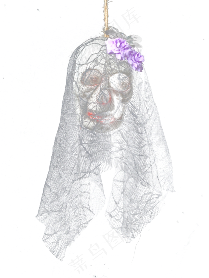 吊着的戴头饰戴头花的骷髅头(2890X3840(DPI:300))psd模版下载