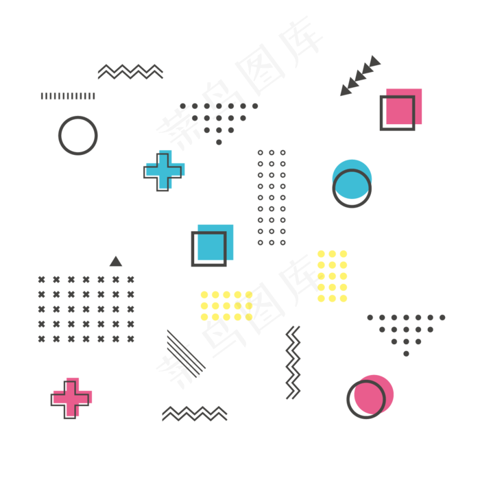 矢量图案小清新装饰孟菲斯(586X586)eps,ai矢量模版下载