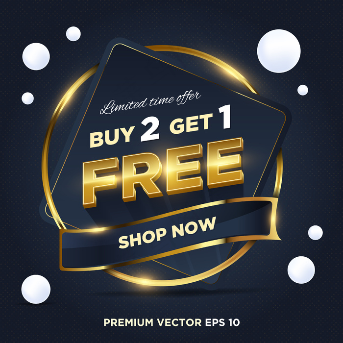 抽象深蓝色黄金销售限时提供购买2免费1标签设计
