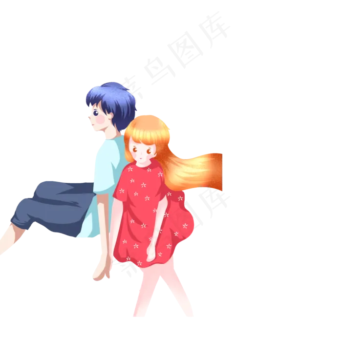 背靠背卡通情侣设计(2000X2000(DPI:96))psd模版下载