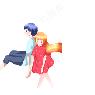 背靠背卡通情侣设计