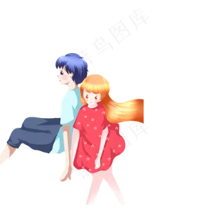 背靠背卡通情侣设计