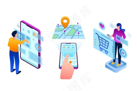 不同的人在智能手机上使用增强现实技术