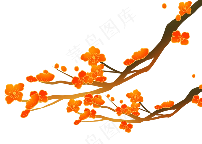 国潮红梅梅花(2800X2000(DPI:299))psd模版下载