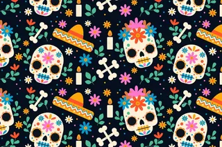 手绘dia de muertos图案