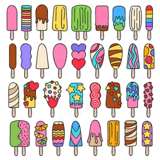 冰棒冰淇淋图标集。