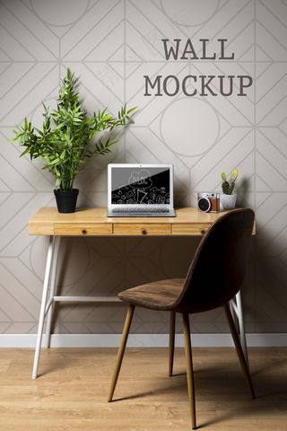 现代办公室的墙壁模型样机