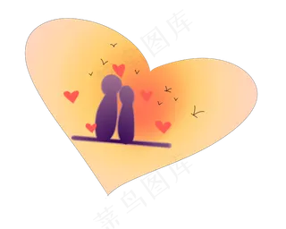 卡通人物心形插图