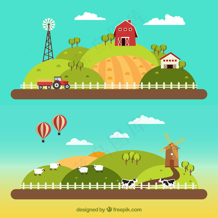 平面设计中的农场景观