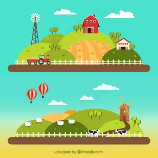 平面设计中的农场景观