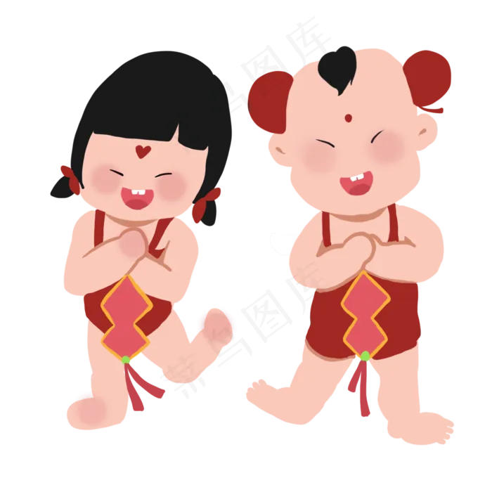 金童玉女春节元旦狗年大吉吉祥(2000X2000(DPI:350))psd模版下载